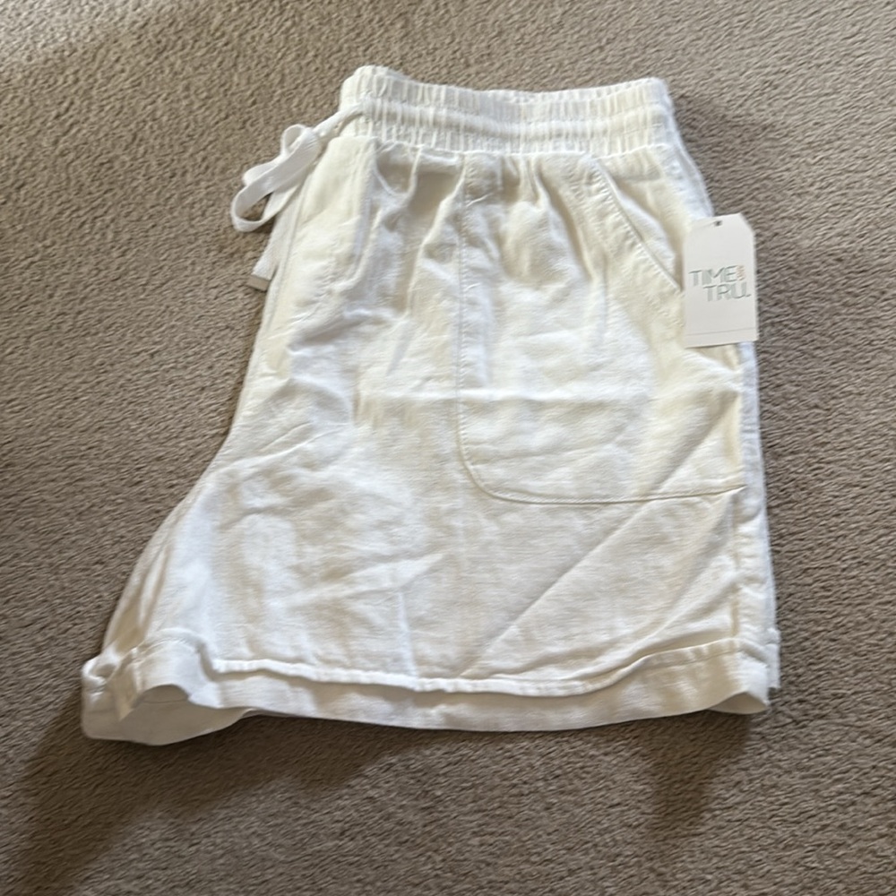 Women's White Drawstring Shorts - Picture 6 of 7